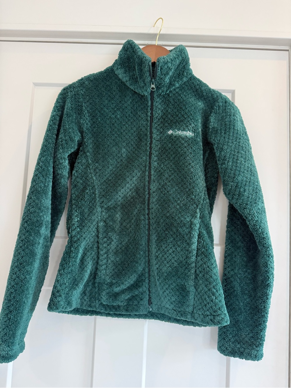 Columbia Women's Forest Green Plush Full-Zip Fleece Teddy Jacket XS